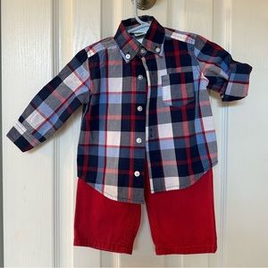 Little Me Baby Boys Plaid Shirt and Pant Set